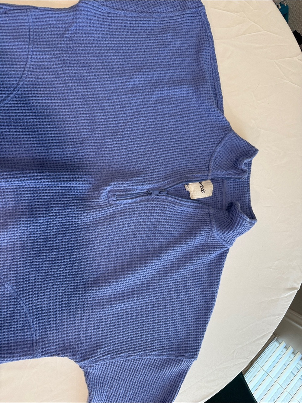 aerie Waffle-Knit Half-Zip Pullover in Periwinkle Blue - Picture 7 of 9